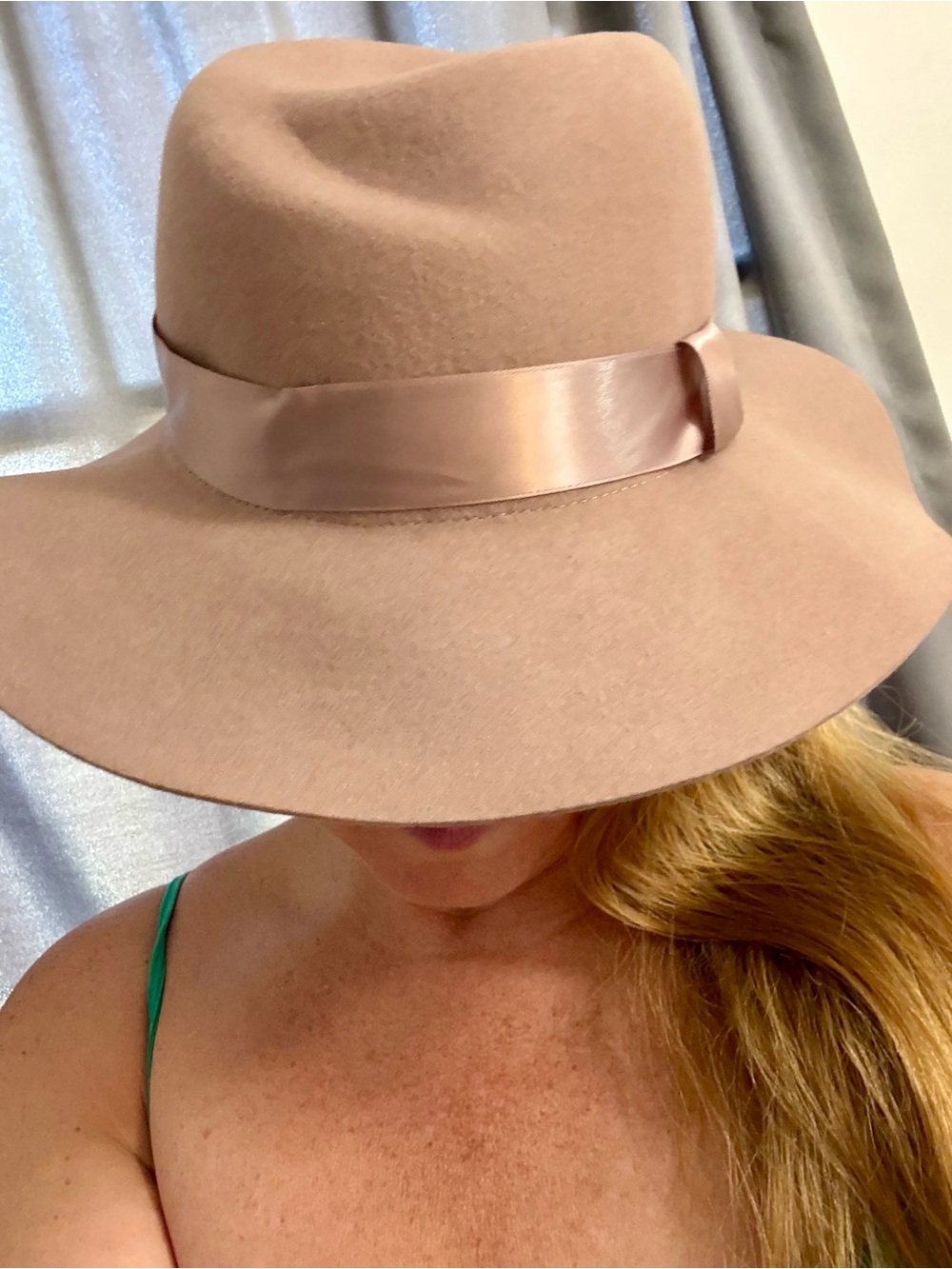 Women's Nordstrom Romantic Wide Brim Felt Fedora Hat in Blush Pink